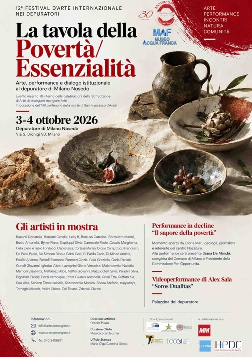 12° Festival d'arte internazionale nei depuratori: al depuratore di Milano Nosedo “la tavola della povertà/essenzialità”