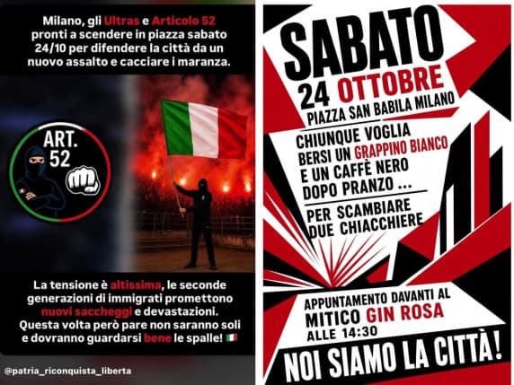 Milano, piazze sotto sorveglianza in vista di sabato 24 ottobre: minacce di ronde e presidi da ultrà, estrema destra, anarchici