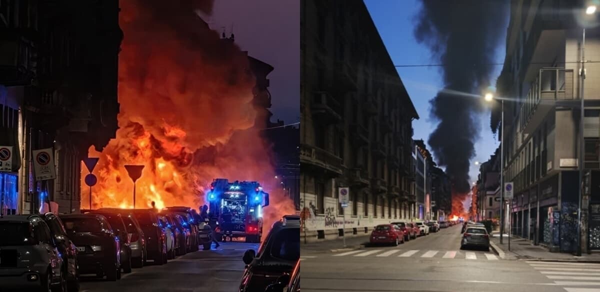 Fiamme all'alba vicino alla stazione Centrale, oltre 10 auto a fuoco in strada: hotel evacuato