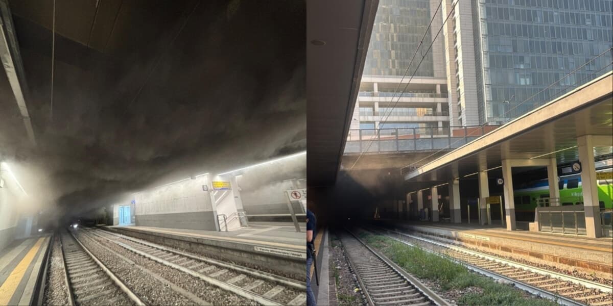 Incendio in stazione Garibaldi: colonna di fumo nero dal binario e ritardi per i treni