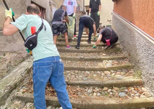 Varese - Manutenzione verde e sentieri: volontari aziendali ripuliscono la scalinata del “Pittore Ticinese” e la vecchia via per Bregazzana -  - Varese News