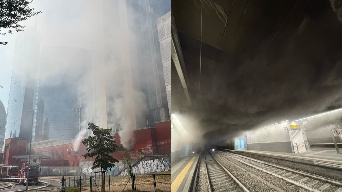 Incendio alla stazione Garibaldi: colonna di fumo nero, malori per due pompieri. Tutte le modifiche alla circolazione