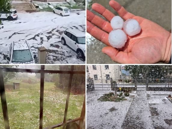 Mantova, la maxi-grandine colpisce di nuovo, in particolare a Sermide: strade imbiancate come a Natale. «Angurie distrutte»