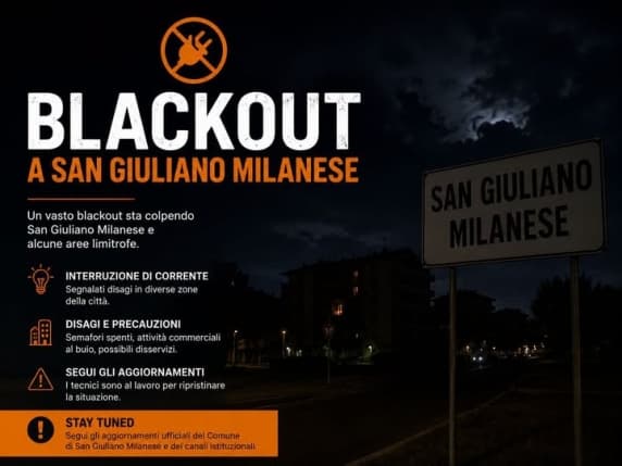 San Giuliano Milanese senza luce da due giorni: al buio anche supermercati, Comune e Polizia locale. Arriva la Protezione civile