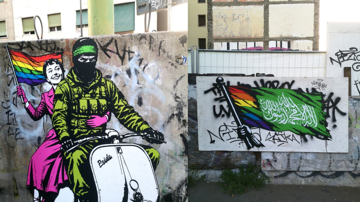 La bandiera arcobaleno che diventa il vessillo dell'Islam radicale: il nuovo provocatorio murale a Milano