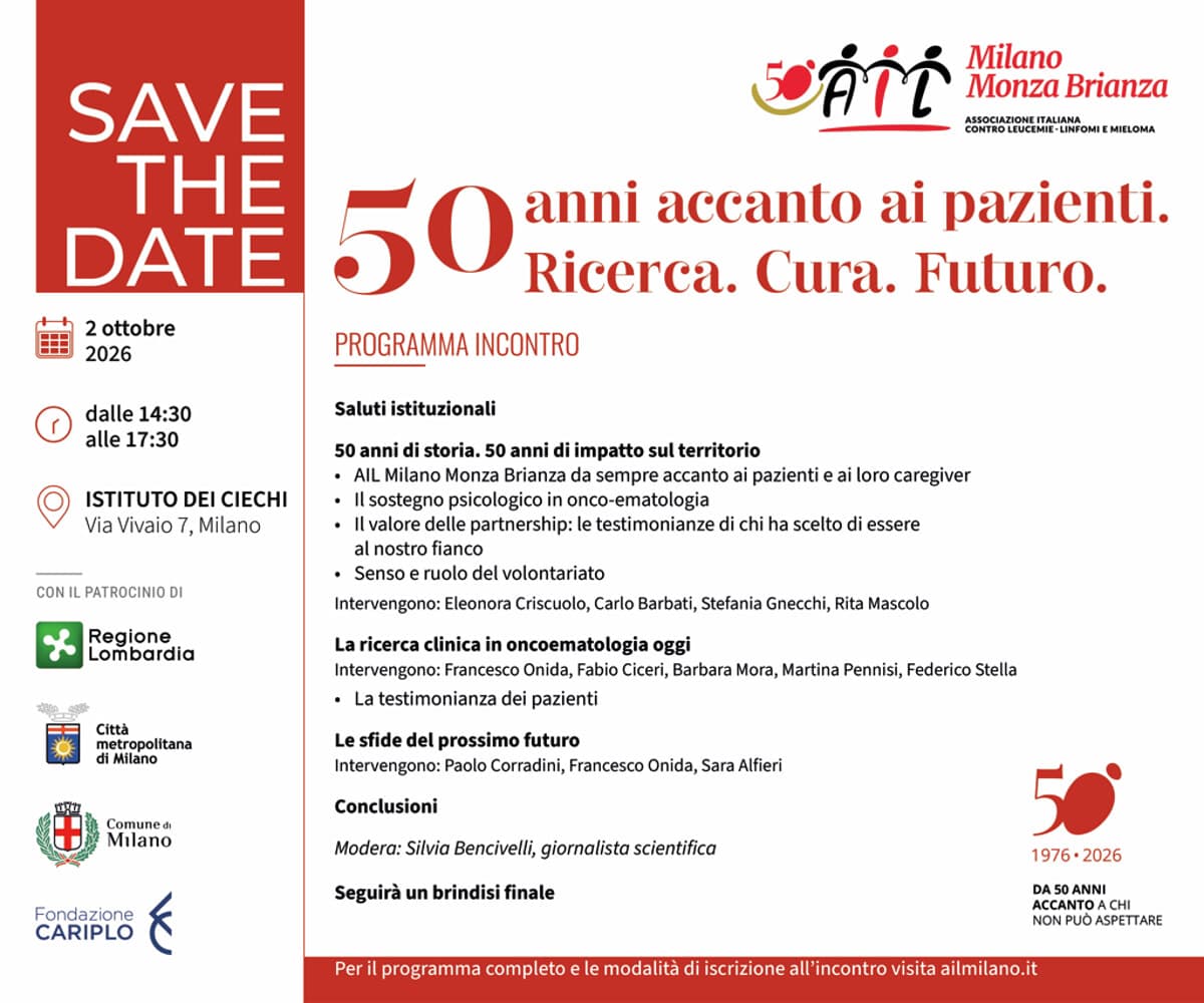 ail 50 anni accanto ai pazienti. ricerca. cura. futuro