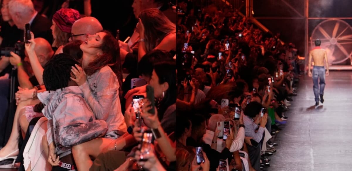 Baci, effusioni e 200 ballerini nascosti tra il pubblico: la sfilata-show di Diesel a Milano