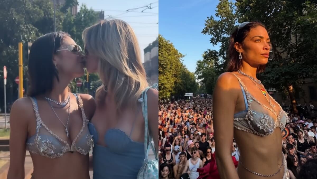 Il bacio al Pride di Milano e "Vamos a bailar" sul carro: Elodie sfila con la compagna Franceska